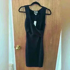 NWT Olive & Oak black Bodycon vneck dress.